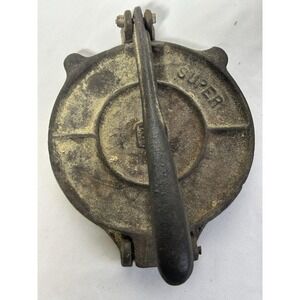 Vintage Super Cast Iron Tortilla Press Collectible Food Mexican Mexico